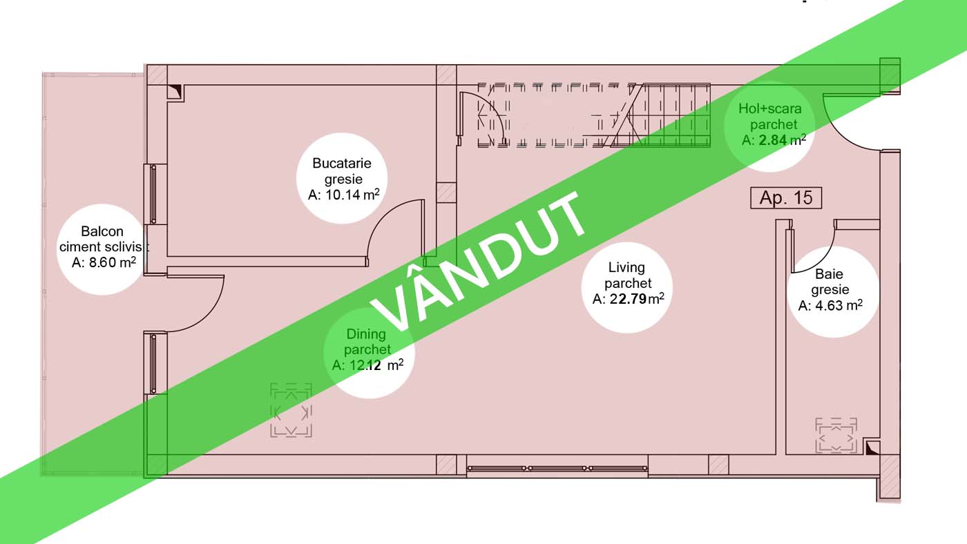 Apartament 3 camere | Etaj 3 + M | 73.500 Euro