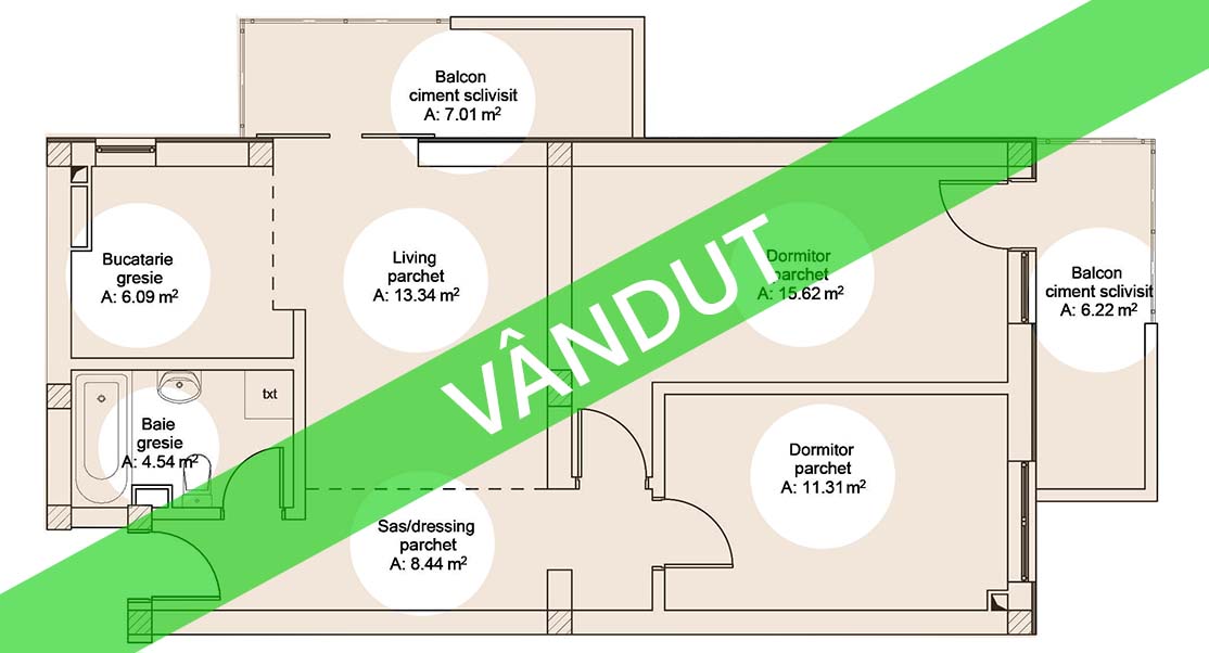 Apartament 3 camere | Etaj 2 | 56.900 Euro