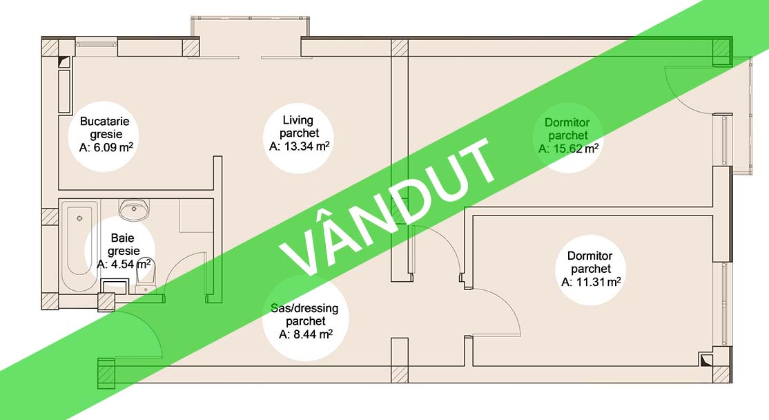 Apartament 3 camere | Parter 2 | 53.900 Euro